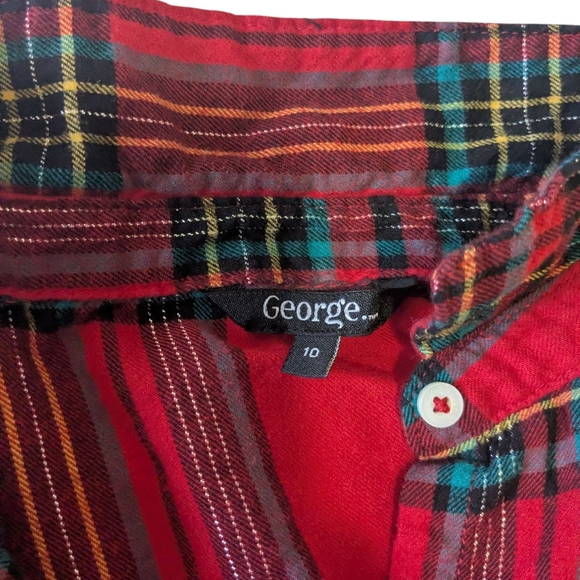 Plaid Kids Shirt - Red and Black Size 10. George. - Picture 7 of 8